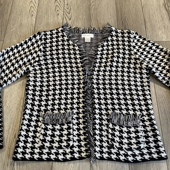 Worthington Sweater Blazer Women’s Size Medium Houndstooth Stretch Fit Jacket - Picture 4 of 15